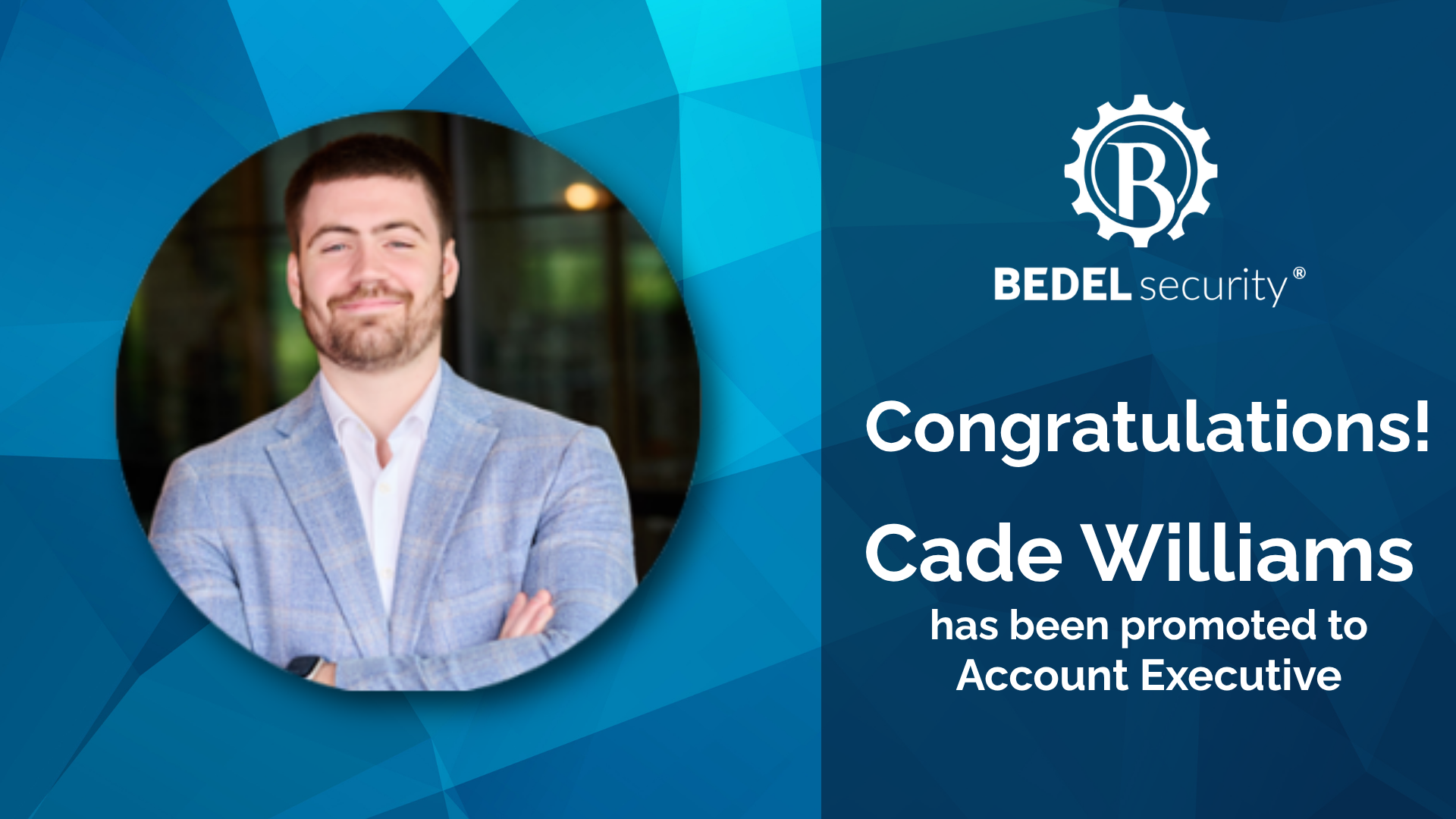 Image congratulating Cade Williams on his promotion
