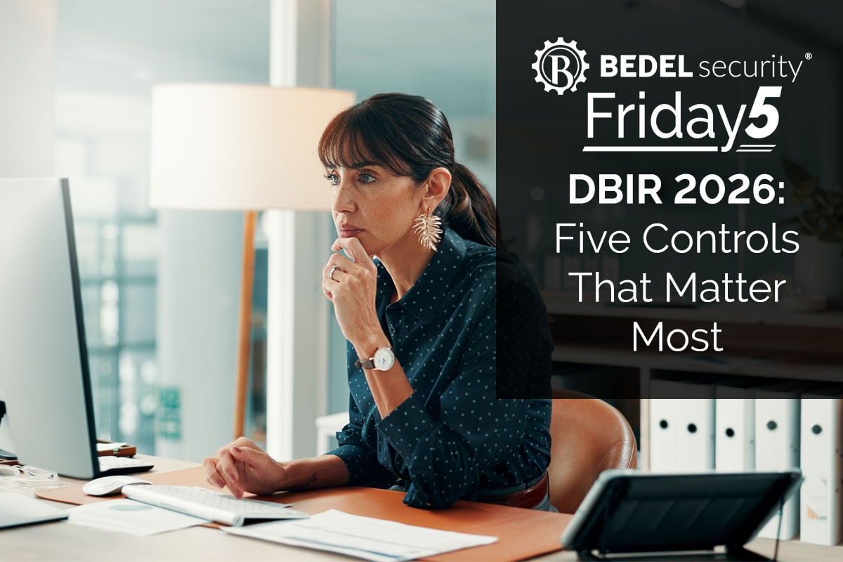 Graphic highlighting the five most important cybersecurity controls from the DBIR 2026 report for financial institutions.